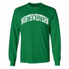 Northwestern University Wildcats Men's MV Irish Kelly Green Classic Long Sleeve Tee with One Color Arch Design
