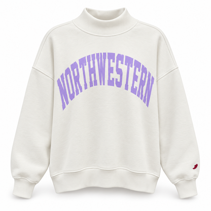 Northwestern University Wildcats Women’s League Diana Mock Neck Sweatshirt – Snow White