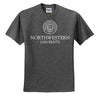 Northwestern University Wildcats Men's Black Heather Charcoal Short Sleeve Tee Shirt with Northwestern University Seal Design