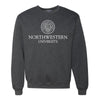 Northwestern University Wildcats Men's Black Heather Crewneck Sweatshirt with Northwestern University Seal Design