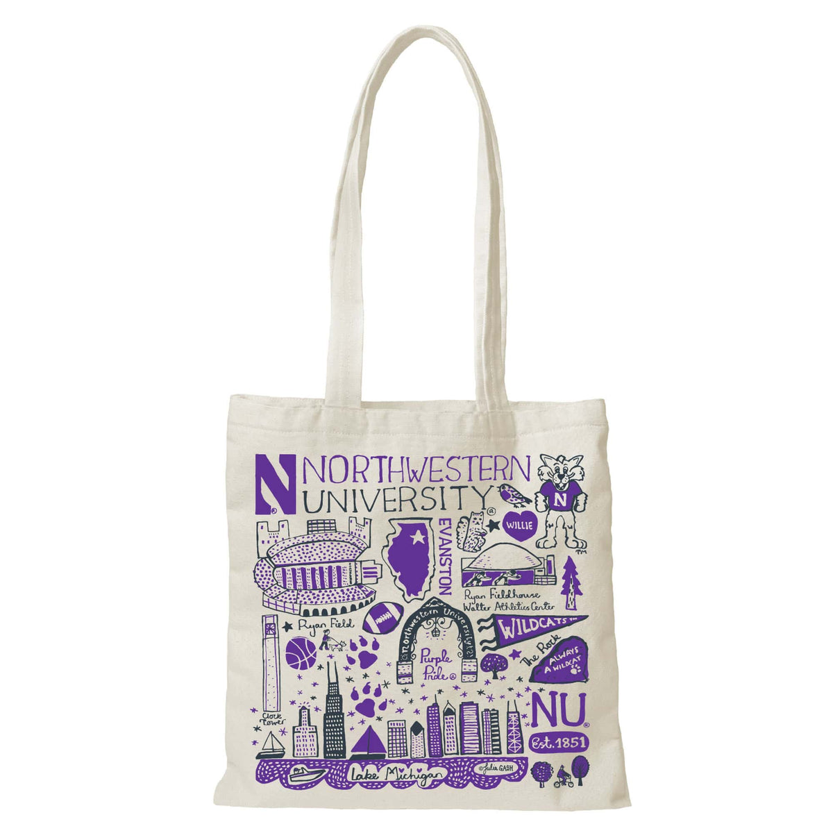 Northwestern University Wildcats Julia Gash Tote Bag 15"X15"