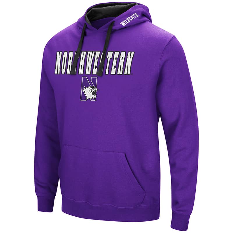 Northwestern University Wildcats Colosseum Men's Purple VF Pullover Hooded Sweatshirt with Northwestern & N-Cat Design