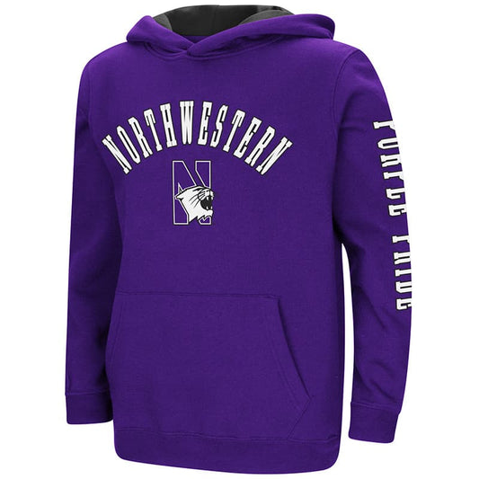 Northwestern University Wildcats Colosseum Youth Purple Berminator Zone II Pullover Hooded Sweatshirt with N-Cat Design