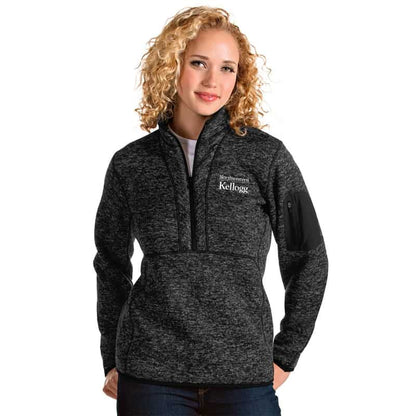 Kellogg Women's Antigua Fortune 1/2 Zip Jacket in Black Heather
