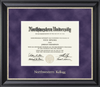 Northwestern University Wildcats Gold Embossed Northwestern Kellogg Diploma Frame in Noir with a purple suede mat
