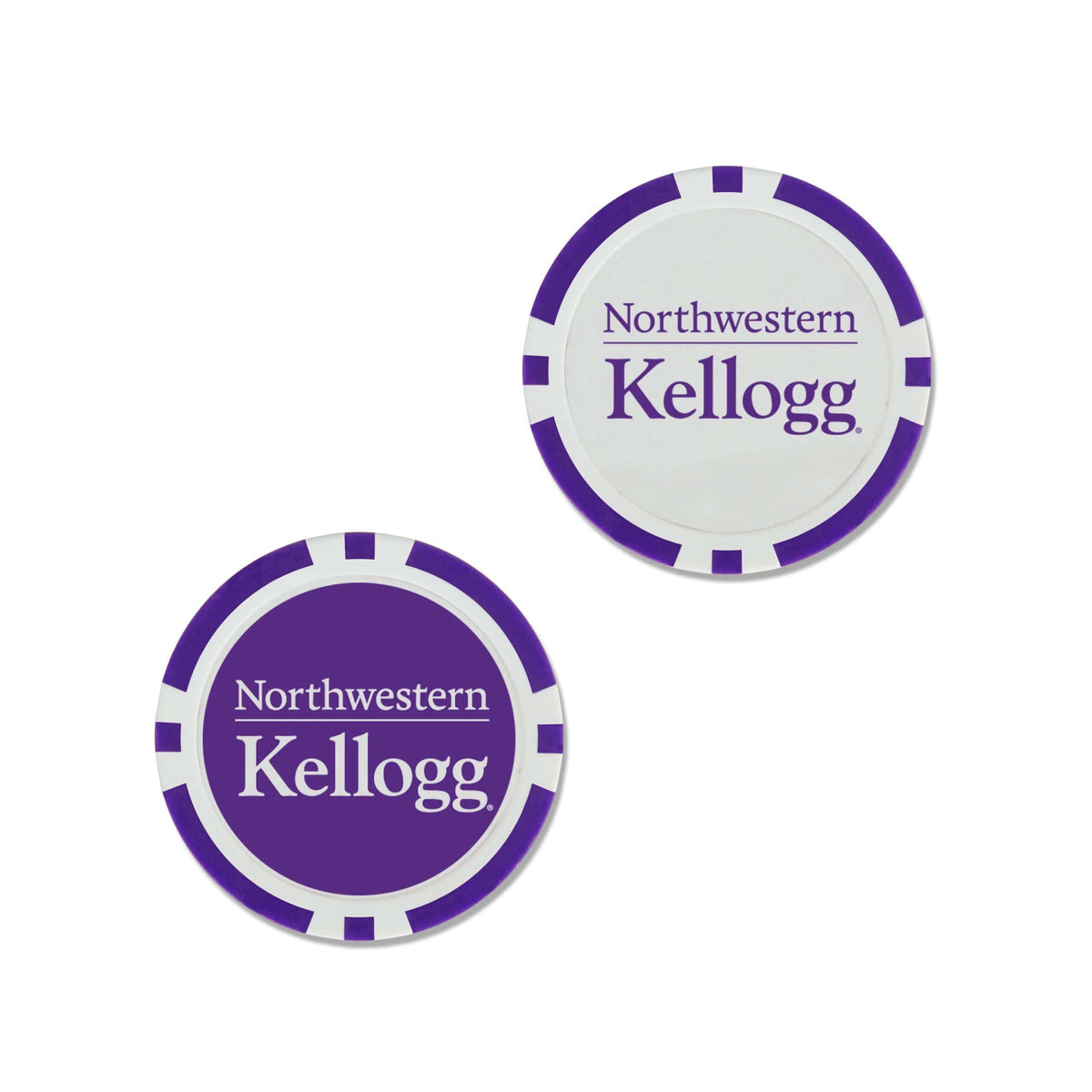 Northwestern I Kellogg Purple and White Poker Chip Golf Ball Markers