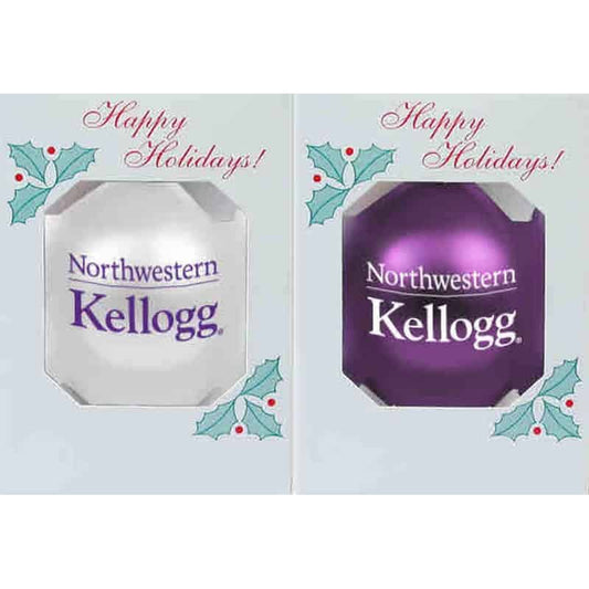 Northwestern University Wildcats Traditional Shatterproof Bulb Ornament Set of Two with Kellogg Design 3 1/4"