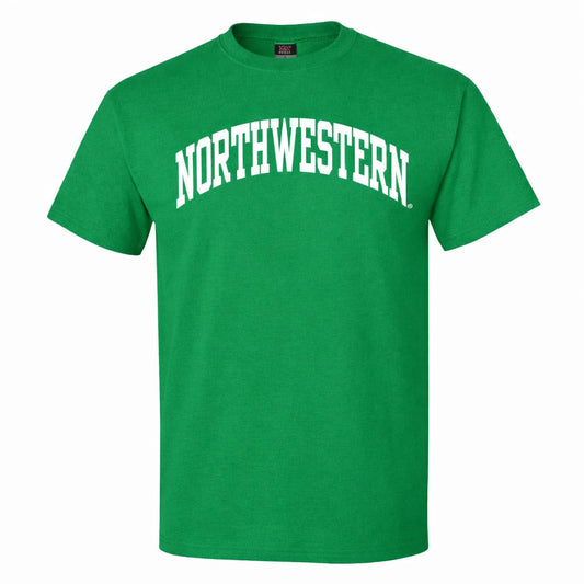 Northwestern University Wildcats Men's MV Irish Kelly Green Classic Tee with One Color Arch Design