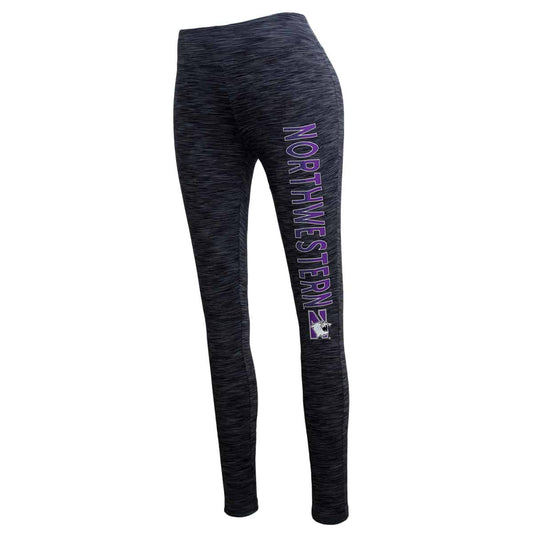 Northwestern University Wildcats Ladies Black Heather Pattern Leggings