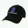 Northwestern University Wildcats Unconstructed Black Cotton Twill Hat with N & Lacrosse Design