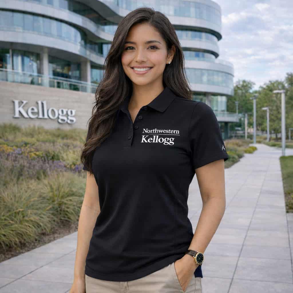Northwestern I Kellogg Antigua Women's Legacy Pique Polo in Black