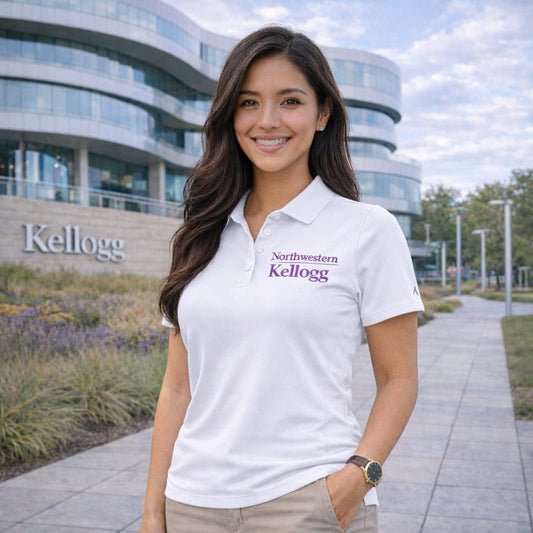 Northwestern I Kellogg Antigua Women's Legacy Pique Polo in White