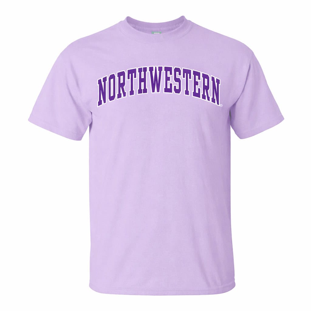 Northwestern University Wildcats Men's MV Lilac-Lavender Classic Tee with Two Color Arch Design
