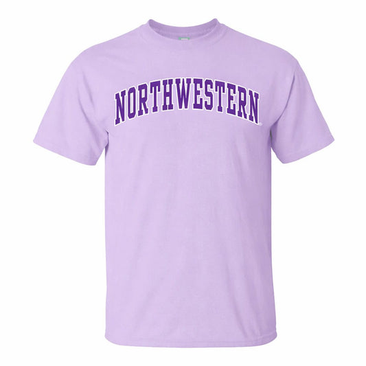 Northwestern University Wildcats Men's MV Lilac-Lavender Classic Tee with Two Color Arch Design
