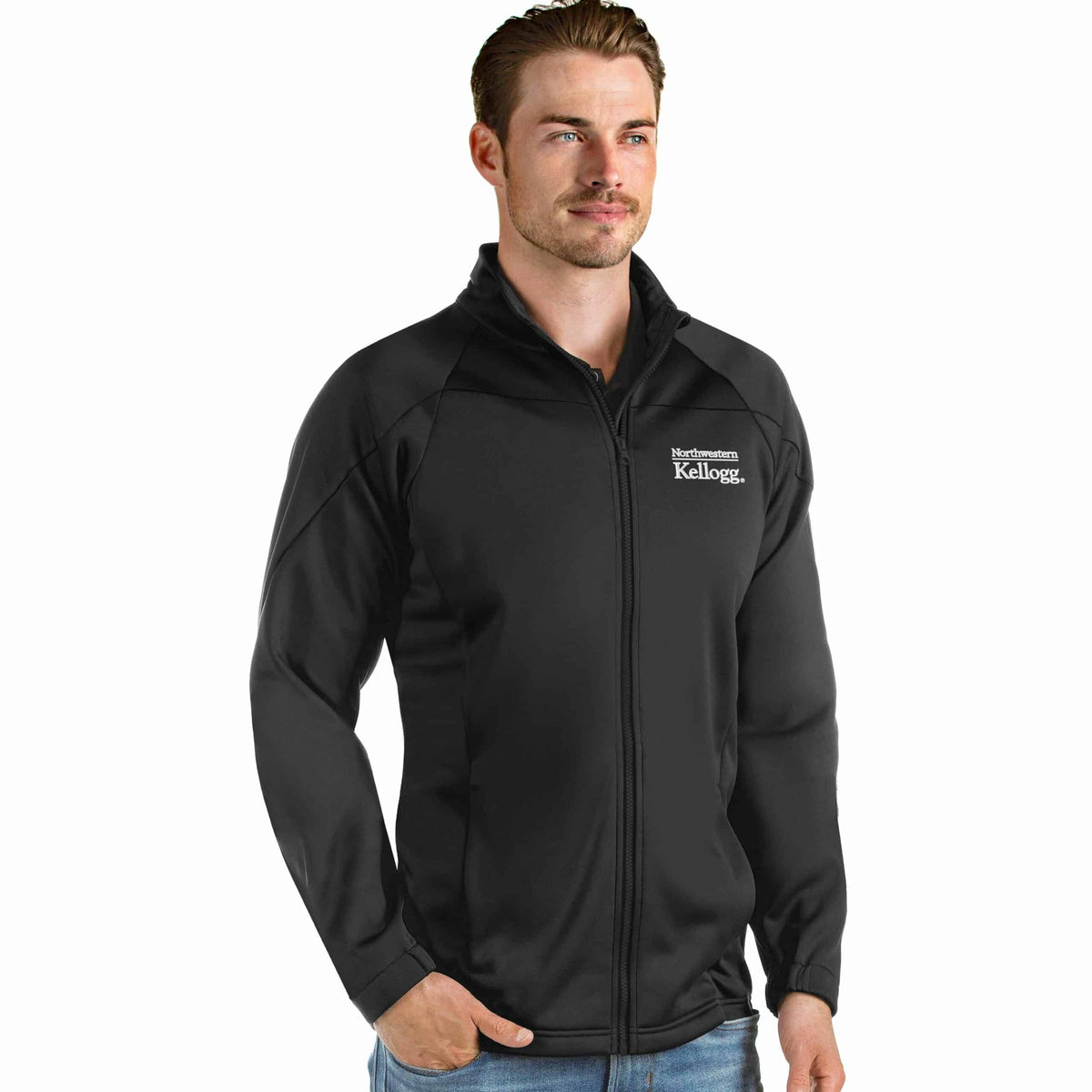 Kellogg Men's Antigua Black Links Golf Jacket