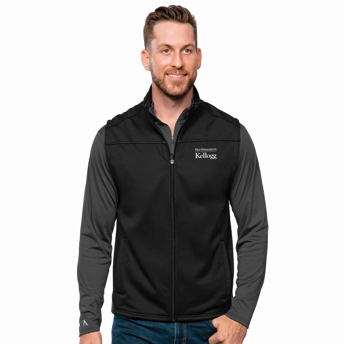 Kellogg Men's Antigua Black Links Golf Vest