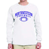 Northwestern University Wildcats White Long Sleeve Tee Shirt with Northwestern Football Design