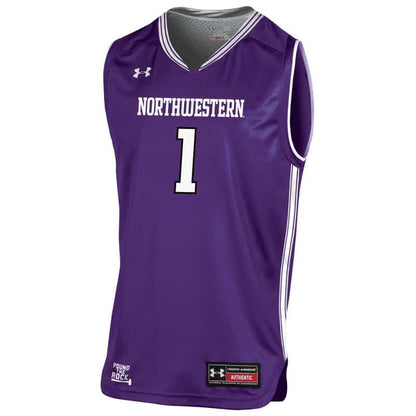 Under Armour Adult Purple Replica Basketball Jersey with #1-Front