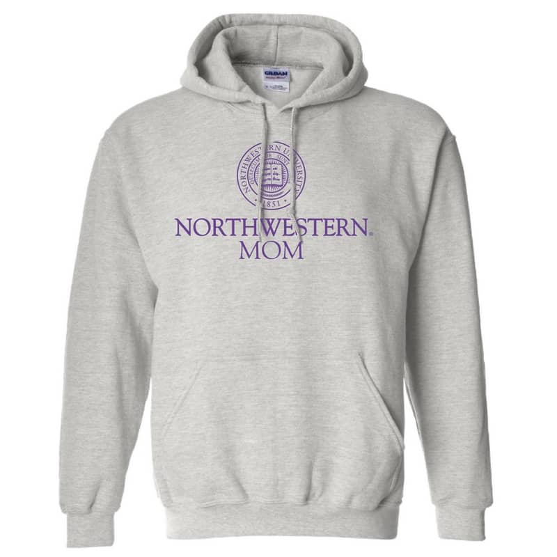 Northwestern University Wildcats Light Grey Hooded Sweatshirt With Mom Design