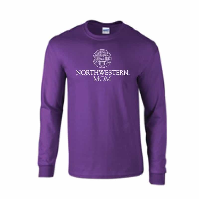 Northwestern University Wildcats Purple Long Sleeve Tee Shirt with Mom Design