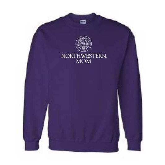 Northwestern University Wildcats Purple Crewneck Sweatshirt With Mom Design