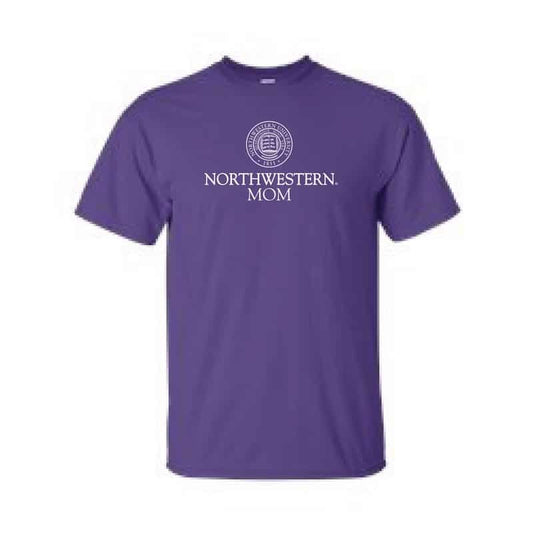 Northwestern University Wildcats Purple Short Sleeve Tee Shirt with Mom Design