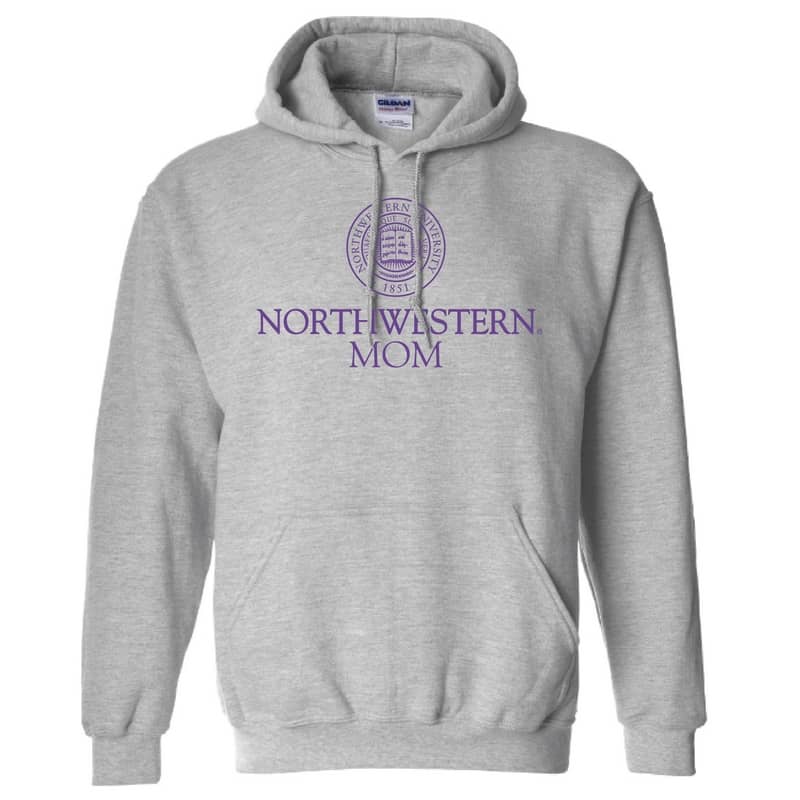Northwestern University Wildcats Dark Grey Hooded Sweatshirt With Mom Design