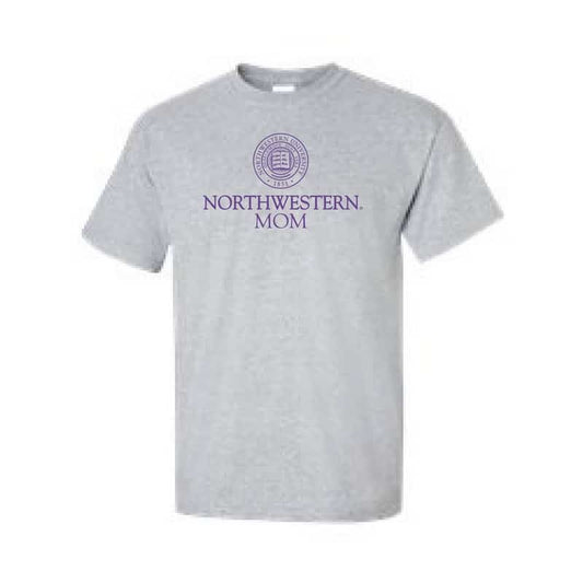 Northwestern University Wildcats Sport Grey Short Sleeve Tee Shirt with Mom Design