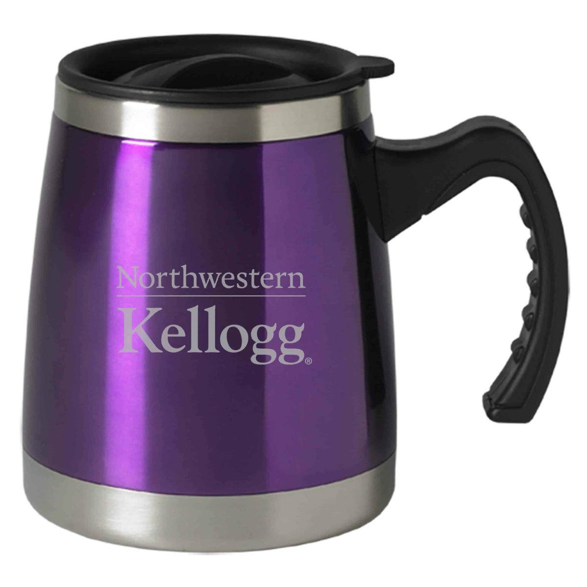 Northwestern Kellogg Laser Engraved Insulated Stainless Steel Purple Squat Mug with Handle