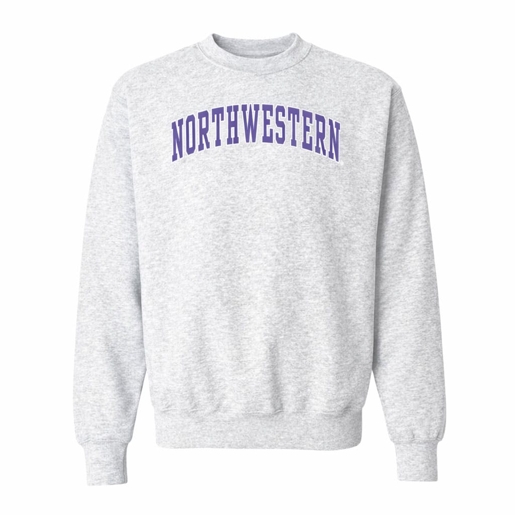 Northwestern University Wildcats Men's MV Pro-Weave Super-Heavy Marble Heather Crewneck Sweatshirt with Two Color Arch Design