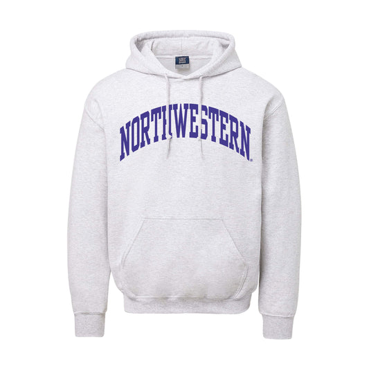 Northwestern University Wildcats Men's MV Fundamental Fleece Marble Heather Hooded Sweatshirt with One Color Arch Design