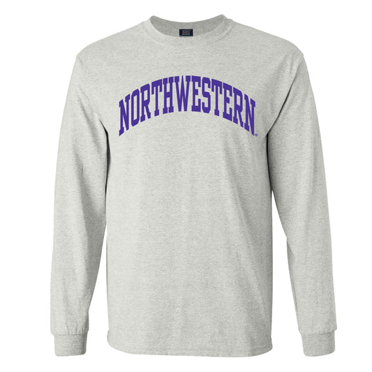Northwestern University Wildcats Men's MV Marble Heather Classic Long Sleeve Tee with One Color Arch Design