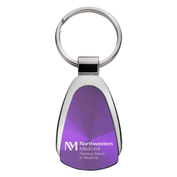 Northwestern University Wildcats Laser Engraved Purple Teardrop Keychain with Northwestern Medicine Design