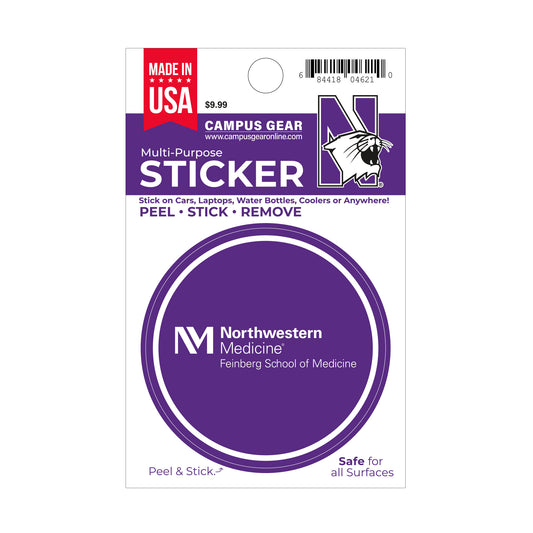 Northwestern University Feinberg School of Medicine Full Color Outside Application 3" Circular Multi-Purpose Sticker
