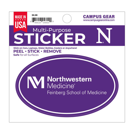 Northwestern University Feinberg School of Medicine Full Color Outside Application 3"X5" Oval Multi-Purpose Sticker