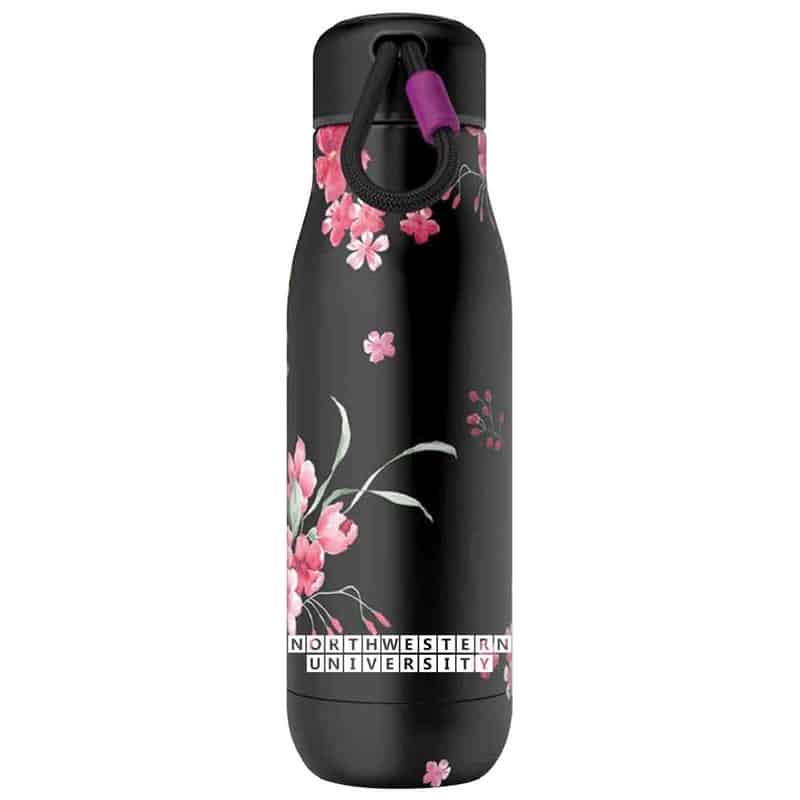 Northwestern University Wildcats 18oz Midnight Floral Zoku Bottle