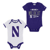 Northwestern University Wildcats Infant 2-Pack Bodysuit Onesie Set with Big N & Mini Wildcat Fan Designs