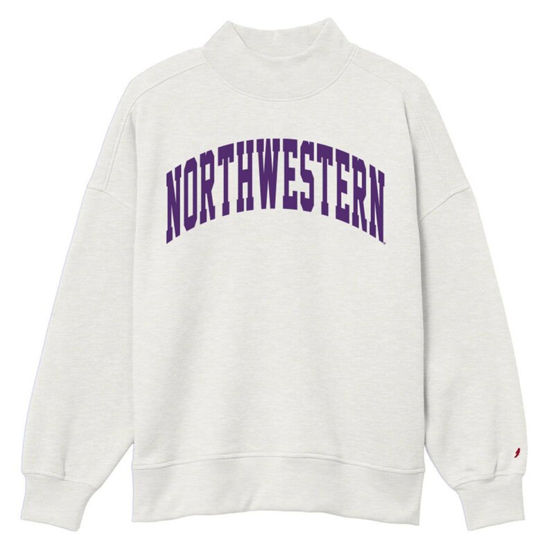 Northwestern University Wildcats Women’s League Oatmeal Heather Diana Mock Neck Sweatshirt