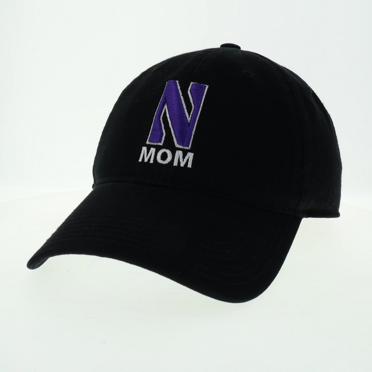 Northwestern University Wildcats Unconstructed Black Cotton Twill Hat with N & Mom Design