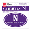 Northwestern University Bienen School of Music Full Color Outside Application 3"X5" Oval Multi-Purpose Sticker with N Design