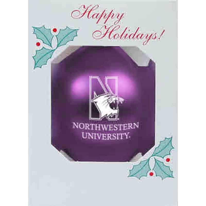 Northwestern University Wildcats Traditional Shatterproof Purple Bulb Ornament with N-Cat Northwestern Design 3 1/4"