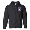 Northwestern University Wildcats Men's Black Full-Zip Hooded Sweatshirt with Left Chest Embroidered N-Cat & Northwestern Design