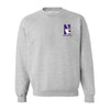 Northwestern University Wildcats Men's Sport Grey Crewneck Sweatshirt with Left Chest Embroidered N-Cat & Northwestern Design