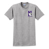 Northwestern University Wildcats Men's Sport Grey Short Sleeve Tee Shirt with Left Chest Embroidered N-Cat & Northwestern Design