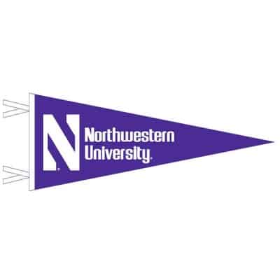 Northwestern University Wildcats Wool Felt Pennant with the Stylized N & Northwestern University Design (12X30)