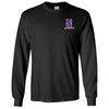 Northwestern University Wildcats Men's Black Long Sleeve Tee Shirt with Left Chest Embroidered Stylized N & Northwestern Design