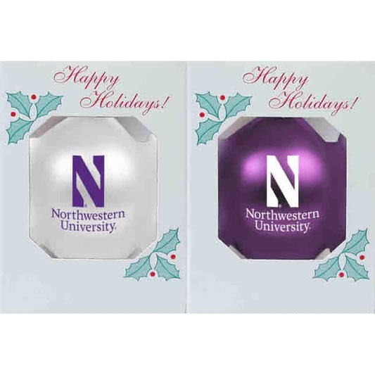 Northwestern University Wildcats Traditional Shatterproof Bulb Ornament Set of Two with Stylized N Northwestern Design 3 1/4"
