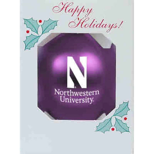 Northwestern University Wildcats Traditional Shatterproof Purple Bulb Ornament with Stylized N Northwestern Design 3 1/4"