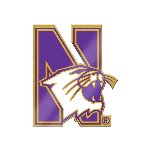 Northwestern Wildcats Gold Tone Brass Lapel Pin with N-cat Design