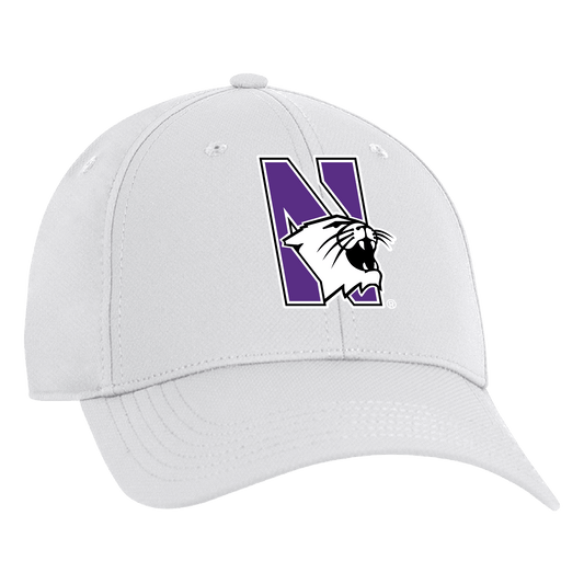 Northwestern University Wildcats Ahead Constructed Performance White Velcro Back Hat with N-Cat Design